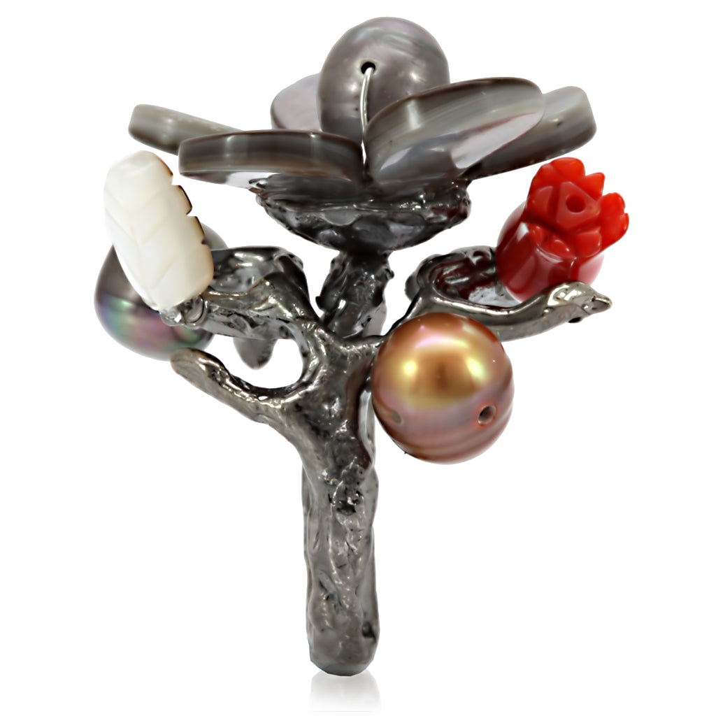 Antique Tone Brass Ring with Assorted in MultiColor