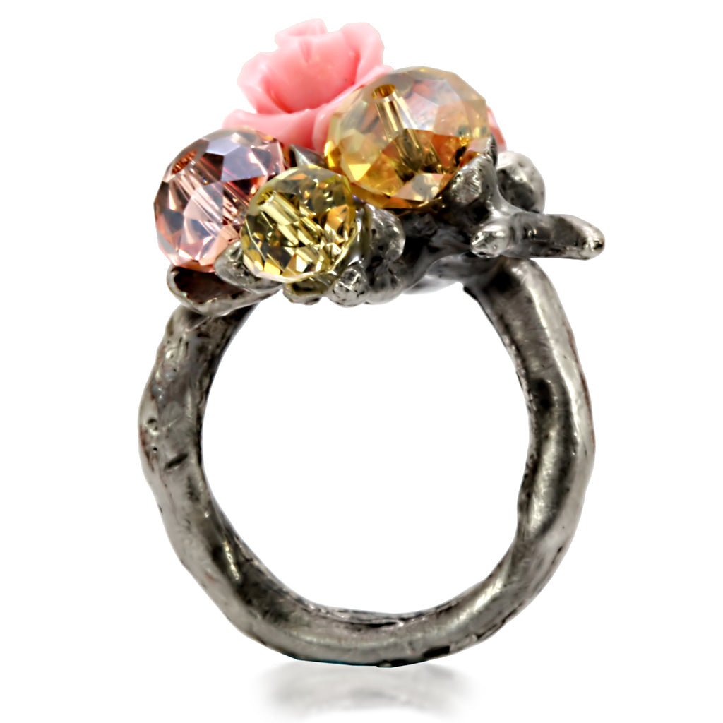 Antique Tone Brass Ring with Assorted in MultiColor