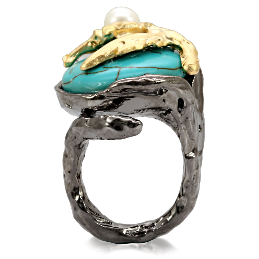 Antique Tone Brass Ring with Assorted in MultiColor