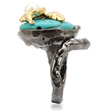 Antique Tone Brass Ring with Assorted in MultiColor