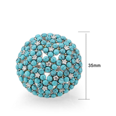 Rhodium Brass Ring with Top Grade Crystal in SeaBlue