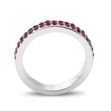 Rhodium Brass Ring with Top Grade Crystal in Red