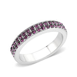 Rhodium Brass Ring with Top Grade Crystal in Amethyst