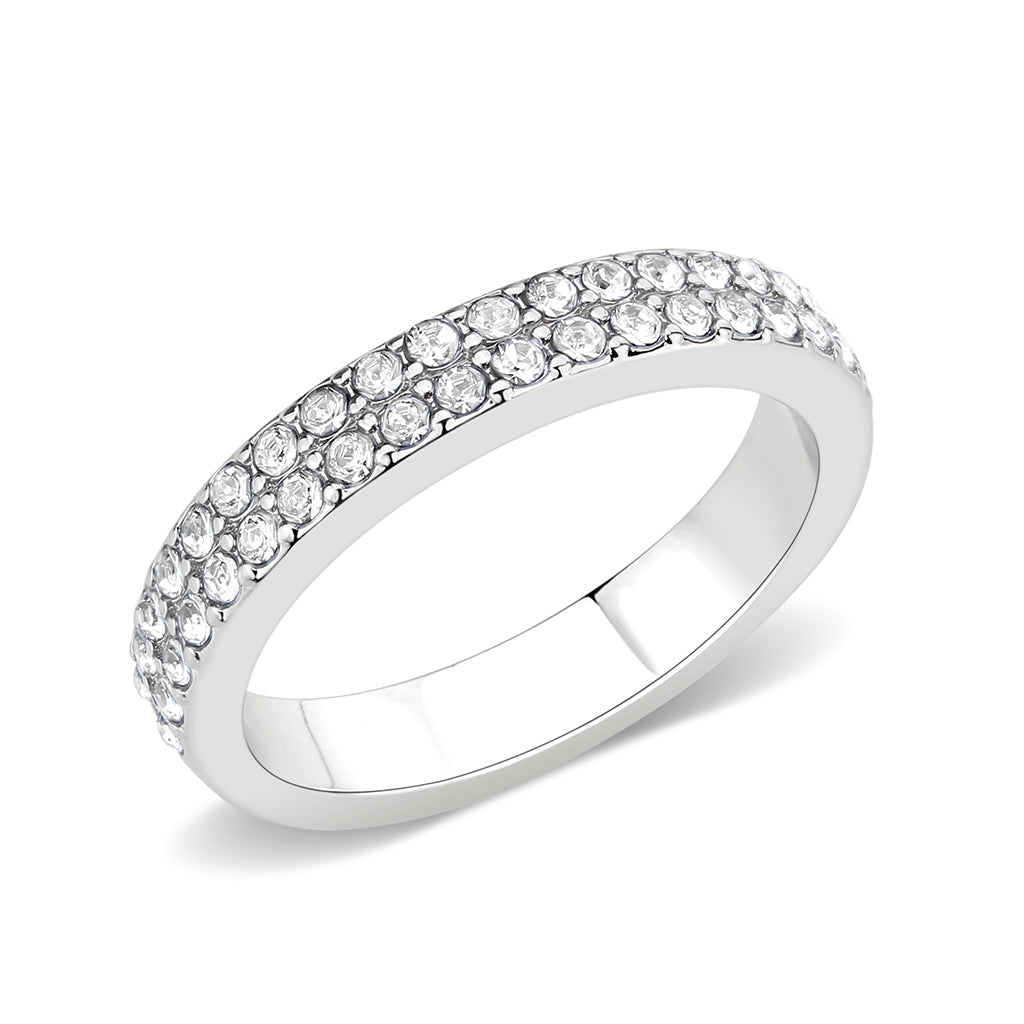 Rhodium Brass Ring with Top Grade Crystal in Clear