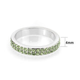 Rhodium Brass Ring with Top Grade Crystal in Peridot