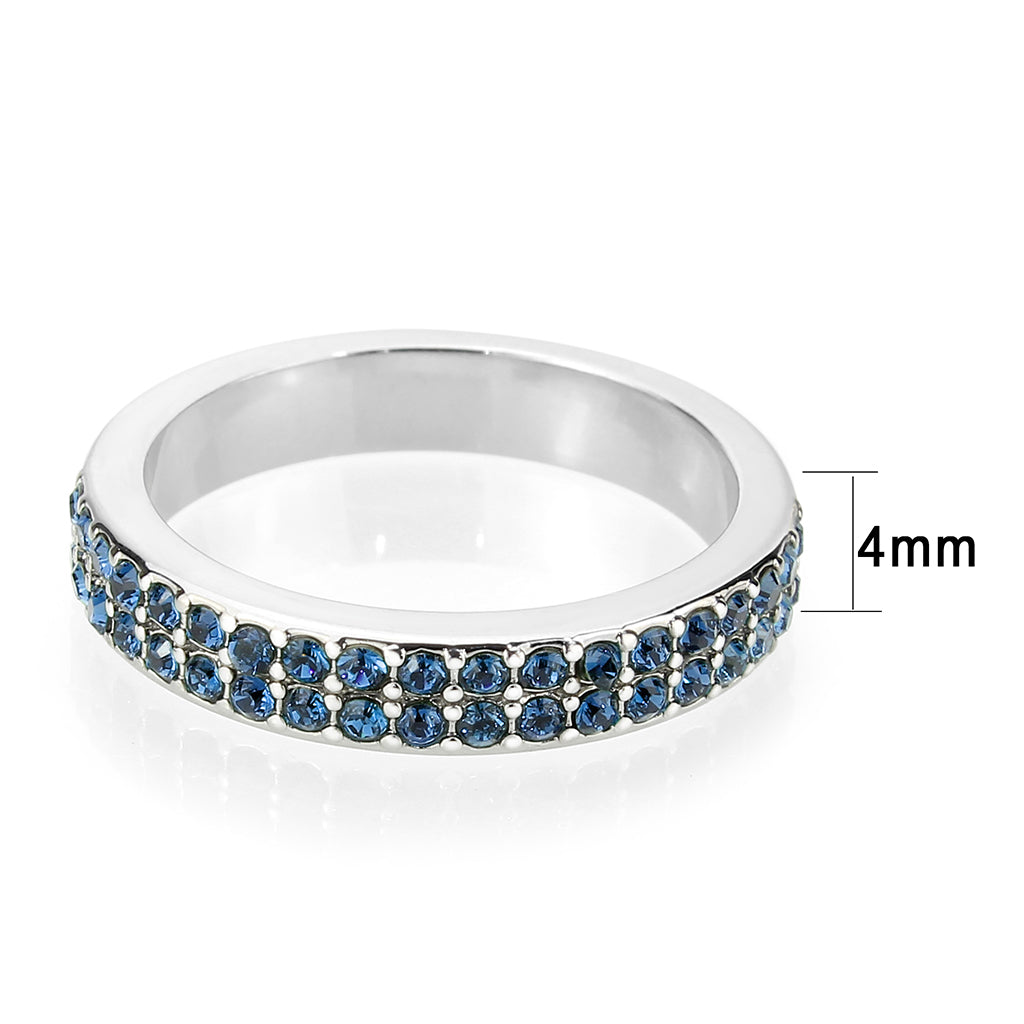 Rhodium Brass Ring with Top Grade Crystal in Montana