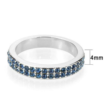 Rhodium Brass Ring with Top Grade Crystal in Montana
