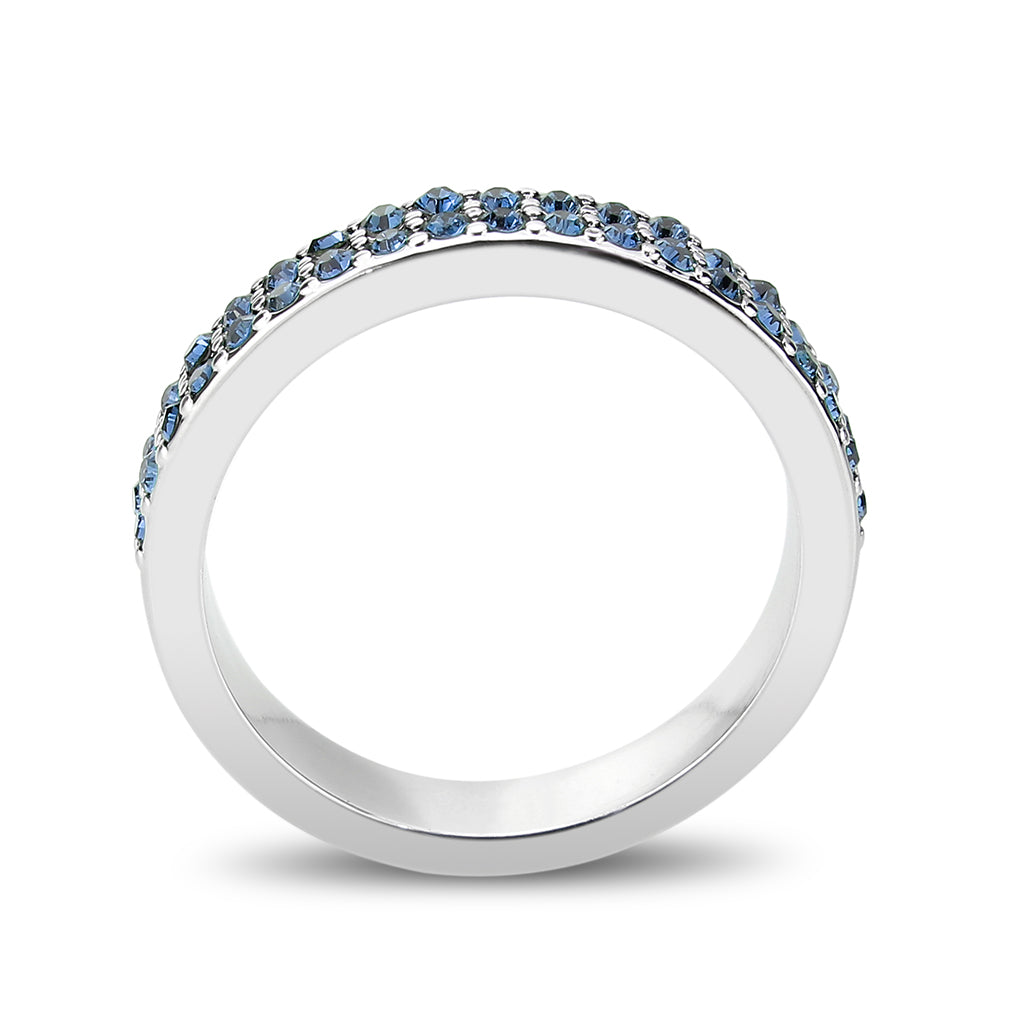 Rhodium Brass Ring with Top Grade Crystal in Montana