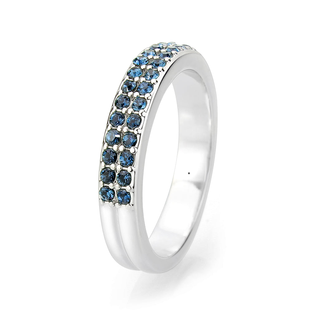 Rhodium Brass Ring with Top Grade Crystal in Montana