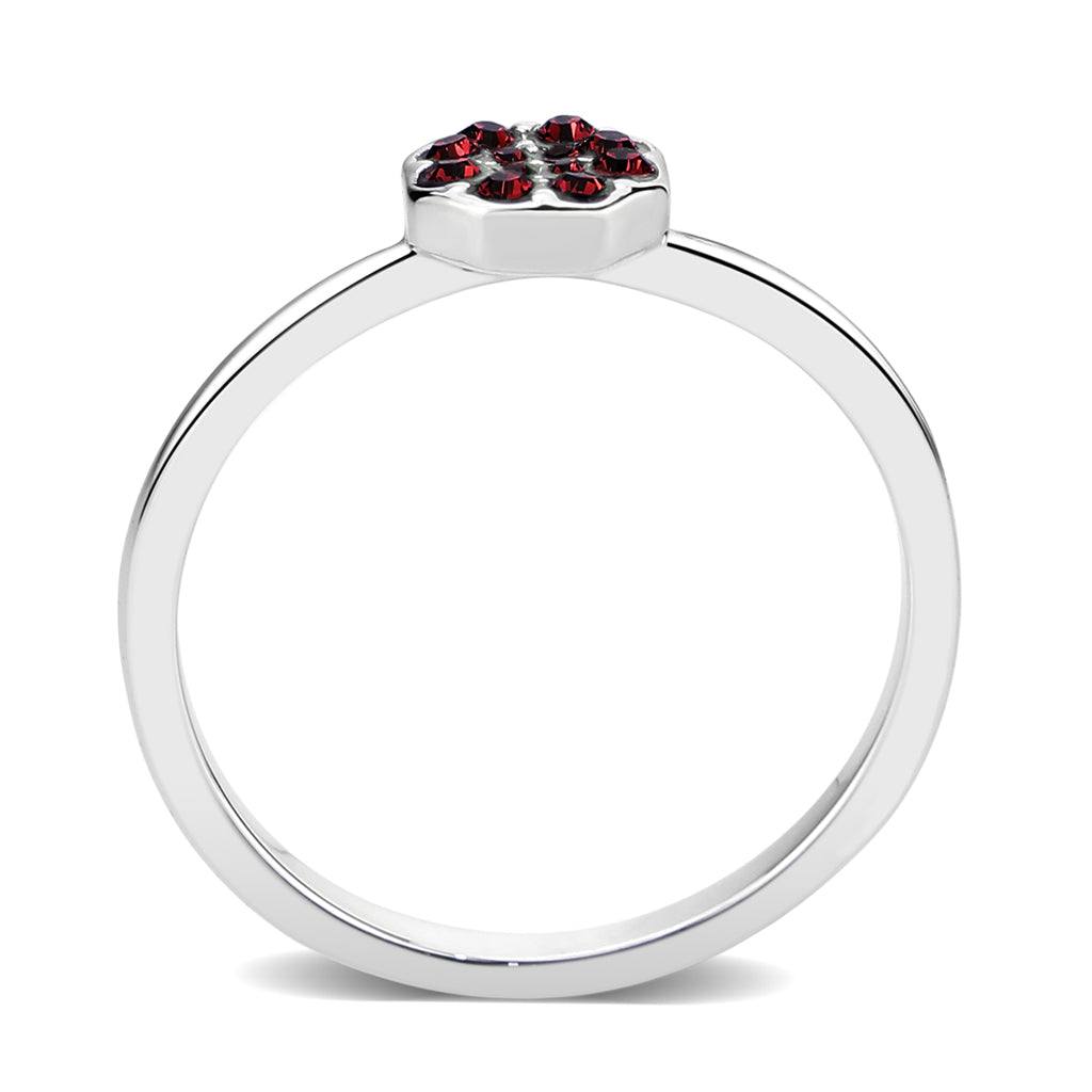 Rhodium Brass Ring with Top Grade Crystal in Red Series