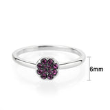 Rhodium Brass Ring with Top Grade Crystal in Amethyst