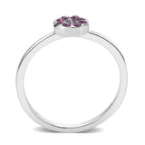 Rhodium Brass Ring with Top Grade Crystal in Amethyst