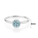 Rhodium Brass Ring with Top Grade Crystal in SeaBlue