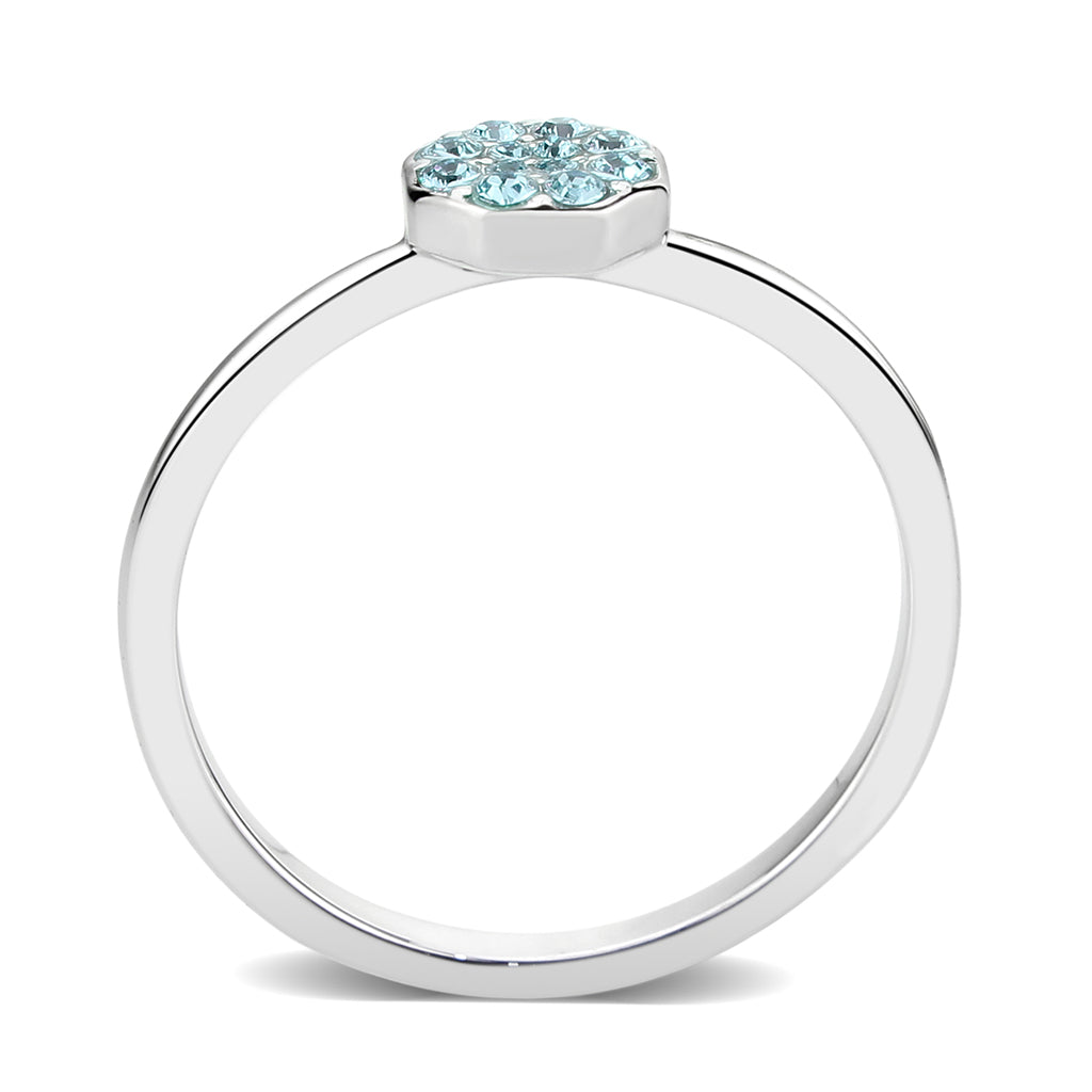 Rhodium Brass Ring with Top Grade Crystal in SeaBlue