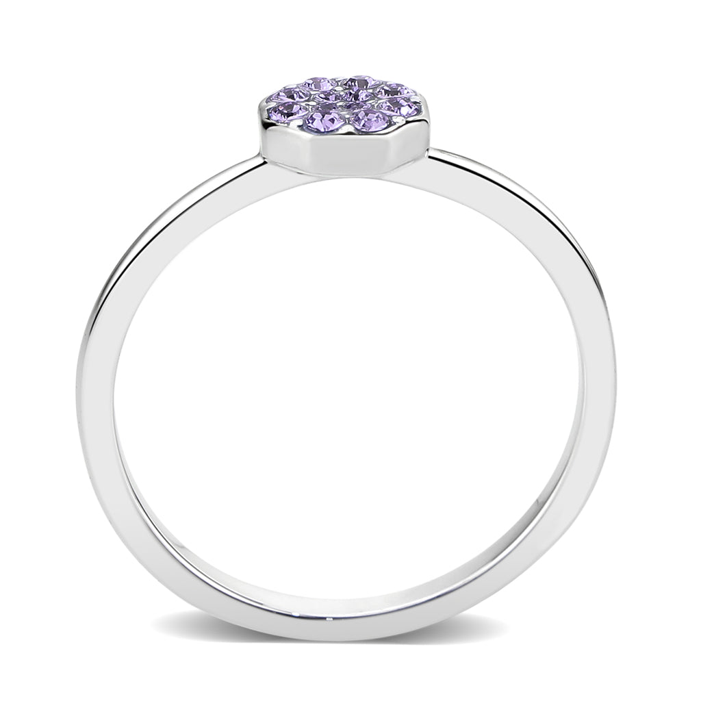Rhodium Brass Ring with Top Grade Crystal in Tanzanite