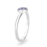 Rhodium Brass Ring with Top Grade Crystal in Tanzanite