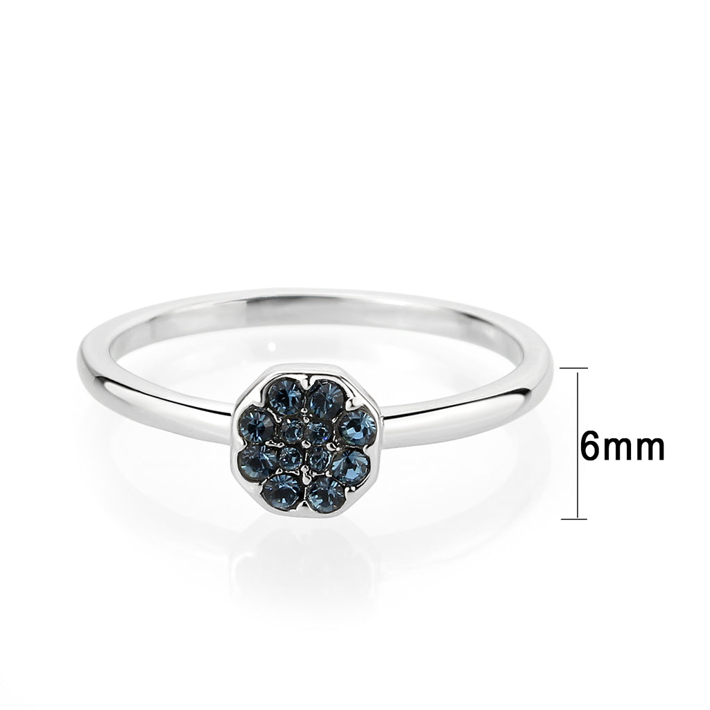 Rhodium Brass Ring with Top Grade Crystal in Montana