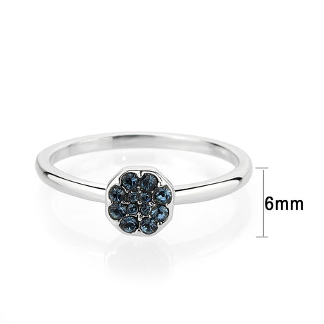 Rhodium Brass Ring with Top Grade Crystal in Montana