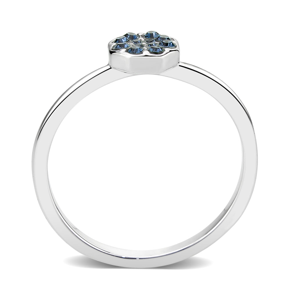 Rhodium Brass Ring with Top Grade Crystal in Montana