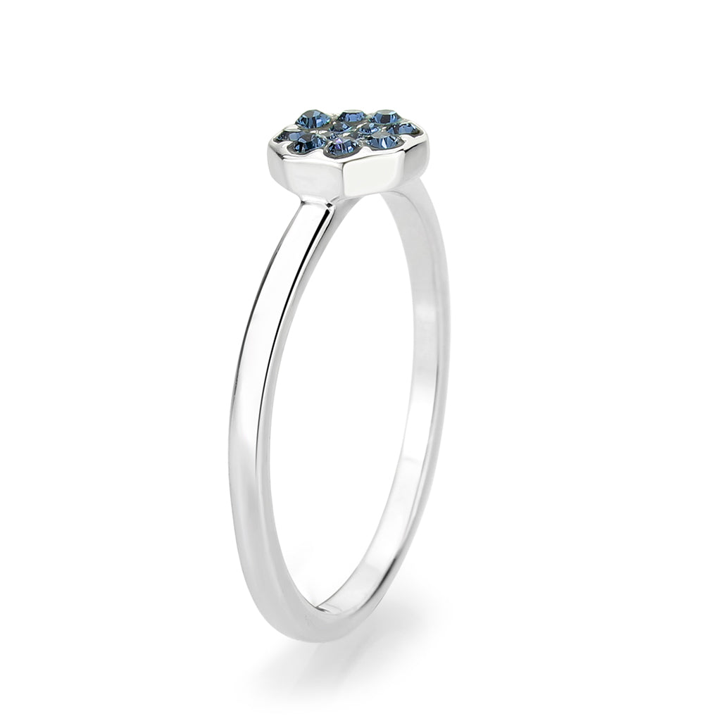 Rhodium Brass Ring with Top Grade Crystal in Montana
