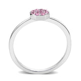 Rhodium Brass Ring with Top Grade Crystal in Rose