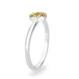 Rhodium Brass Ring with Top Grade Crystal in Topaz