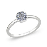 Rhodium Brass Ring with Top Grade Crystal in Aquamarine