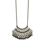 Antique Tone Brass Chain Pendant with Top Grade Crystal in Clear