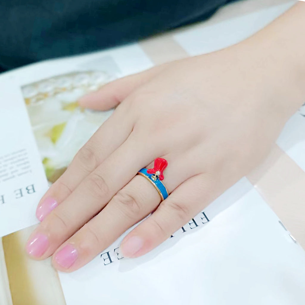 Gold Brass Ring with Epoxy in Blue Series