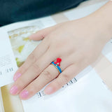 Gold Brass Ring with Epoxy in Blue Series