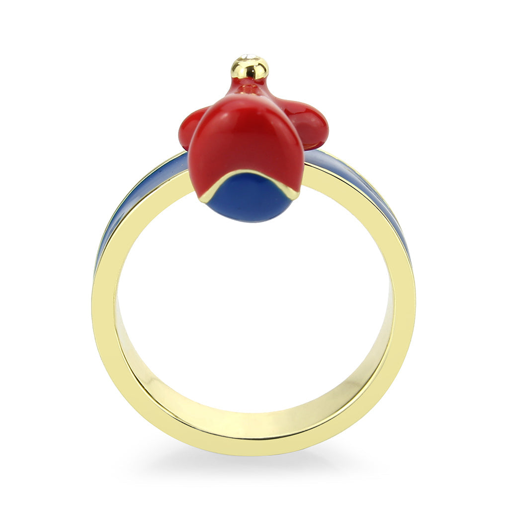 Gold Brass Ring with Epoxy in Blue Series