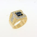 Ion Gold Plating Brass Ring with Synthetic Glass  in Montana