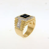 Ion Gold Plating Brass Ring with Synthetic Glass  in Montana