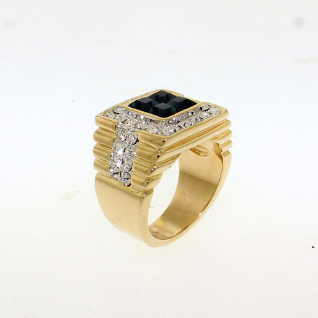 Ion Gold Plating Brass Ring with Synthetic Glass  in Montana