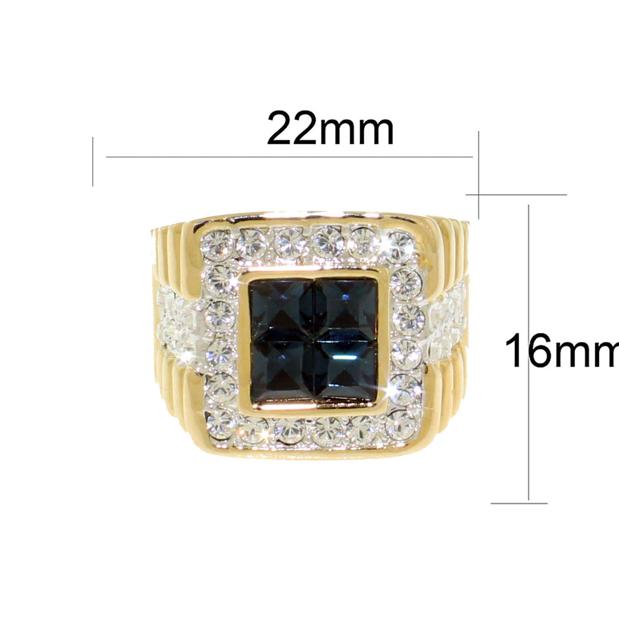 Ion Gold Plating Brass Ring with Synthetic Glass  in Montana