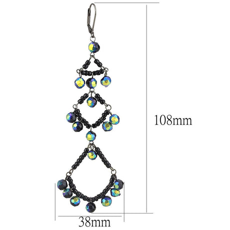 Antique Silver Brass Earrings with Top Grade Crystal  in Multi Color