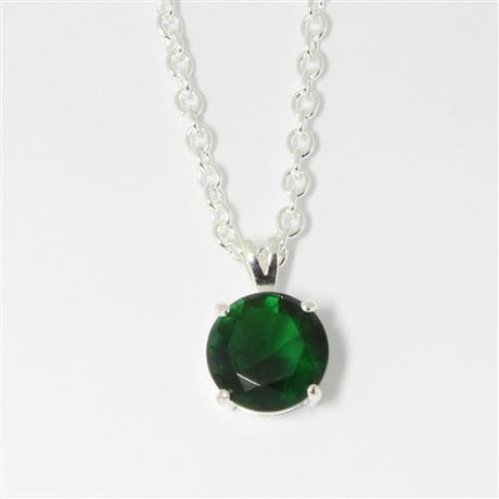 Silver Brass Chain Pendant with Synthetic Spinel in Emerald