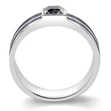 High polished (no plating) Stainless Steel Ring with Top Grade Crystal  in Black Diamond