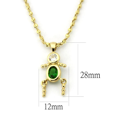 Gold Brass Chain Pendant with AAA Grade CZ  in Emerald