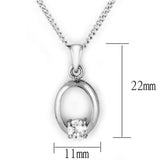 Rhodium Brass Chain Pendant with AAA Grade CZ  in Clear