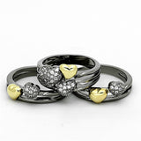 Gold+Ruthenium Brass Ring with AAA Grade CZ  in Clear