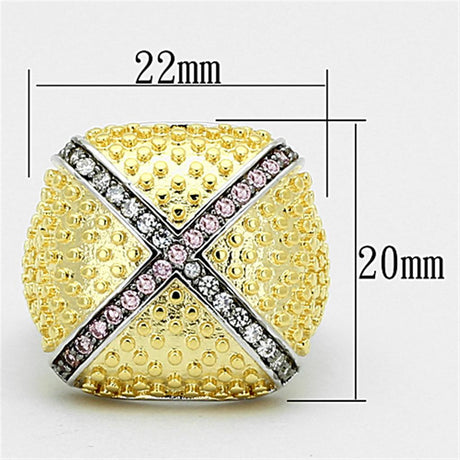 Rhodium+Gold+ Ruthenium Brass Ring with AAA Grade CZ  in Rose