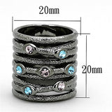 Ruthenium Brass Ring with Top Grade Crystal  in Multi Color