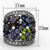 Ruthenium Brass Ring with AAA Grade CZ  in Multi Color