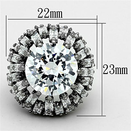 Ruthenium Brass Ring with AAA Grade CZ  in Clear
