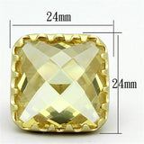 Matte Gold Brass Ring with AAA Grade CZ  in Citrine Yellow
