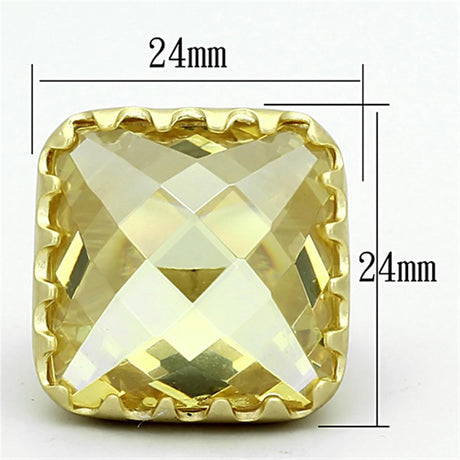 Matte Gold Brass Ring with AAA Grade CZ  in Citrine Yellow