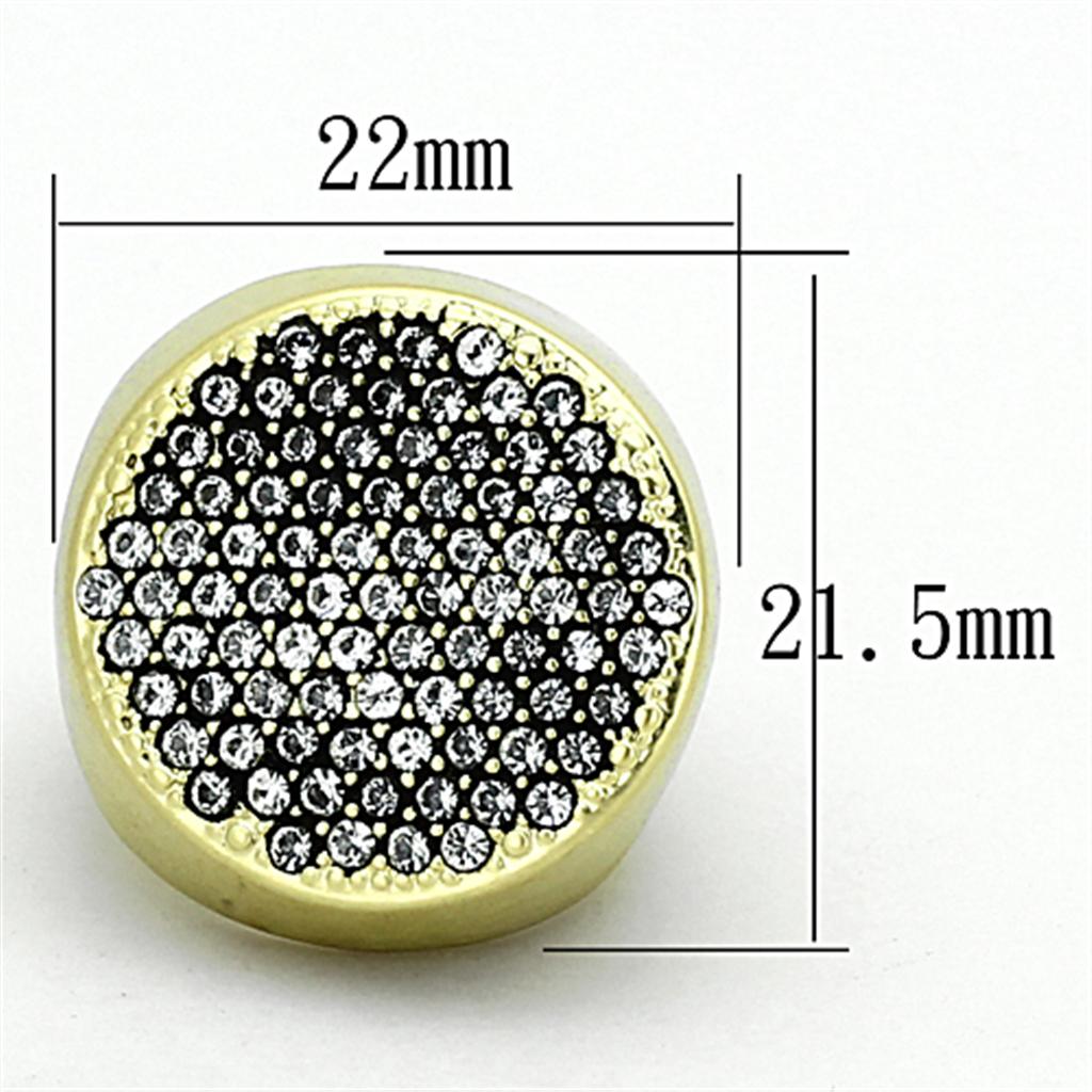 Matte Gold Brass Ring with Top Grade Crystal  in Clear