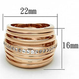 Rose Gold Brass Ring with AAA Grade CZ  in Clear