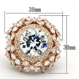 Rose Gold Brass Ring with AAA Grade CZ  in Clear